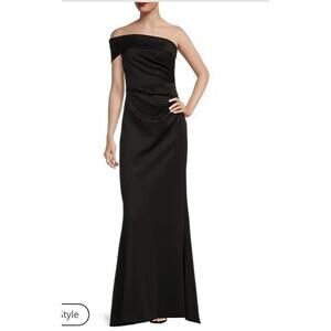Eliza J Black Off the Shoulder One Shoulder Formal Gown Dress Size 16